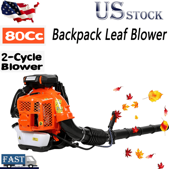 Backpack Gas Powered Leaf Blower, 80CC 900 CFM 4.8 HP 2 Cycle Grass Lawn Blower Air Cooling Gasoline Backpack Grass Blower with Air-Cooled, Snow Blower for Outdoor