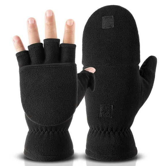 OZERO Winter Convertible Gloves Flip Top Mittens with Thermal Warm Polar Fleece for Men Women