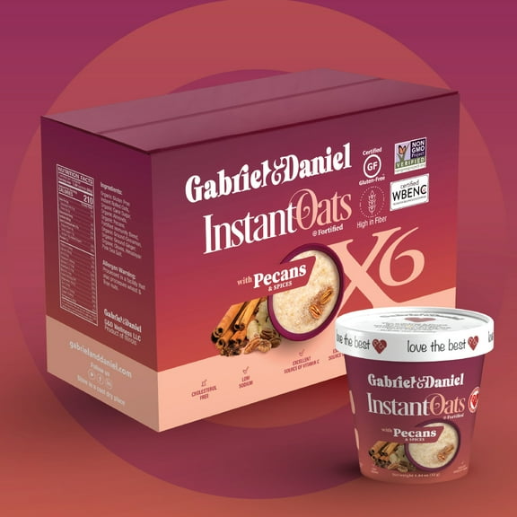 Gabriel & Daniel Daniel Quick Fiber Protein Cinnamon Instant Oatmeal with Pecans & Spices, 6 Pack