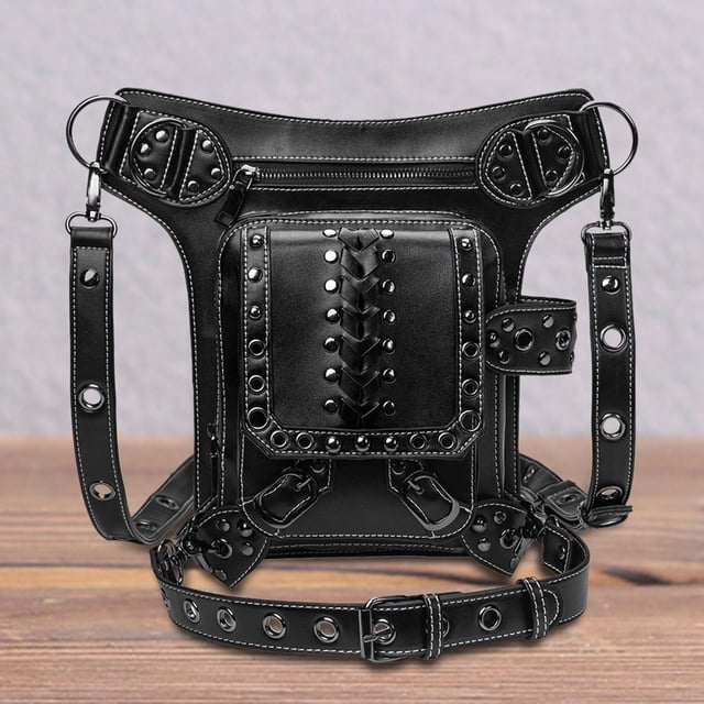 Riñonera Steampunk, riñonera para pierna y muslo, riñonera de cuero PU para mujer, riñonera, riñonera para mochilero, trabajo, Camping, Fernando Riñonera Steampunk