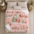thumbnail image 5 of Whimsical Pink Snowy Village Christmas, Festive Holiday Scene, Warm Flannel Blanket for Living Room and Family Room, Art Lovers Christmas Gift, Festive Home Decor, 5 of 9