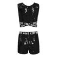 thumbnail image 2 of TiaoBug Kids Girls Sequins Dance Athletic Outfit Sleeveless Tank Jazz Crop Top with Shorts Set Black 14, 2 of 5