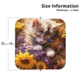 thumbnail image 3 of Pofeuu Cute Cat Sunflower Print Leather Coasters Set of 6, Round Cups Mugs Mat Pad for Home Kitchen Heat Resistant Drink Coasters,Square, 3 of 7