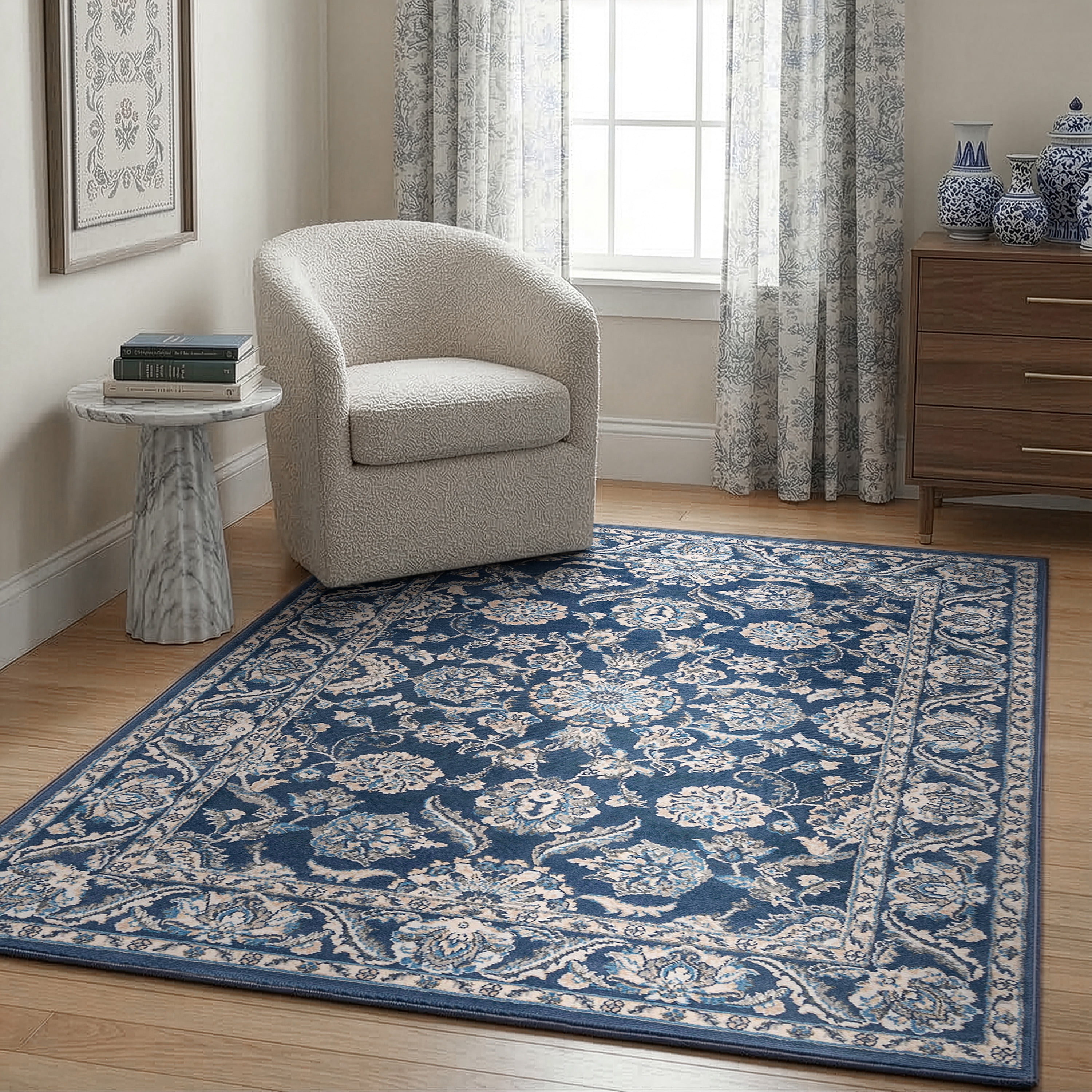 Madison Traditional 7.6' x 10' Dark Blue Polypropylene Indoor Area