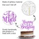 thumbnail image 5 of Cartulina con purpurina para tartas FMiyuneea, diseño de felicitación de cumpleaños, color morado, 5 of 8