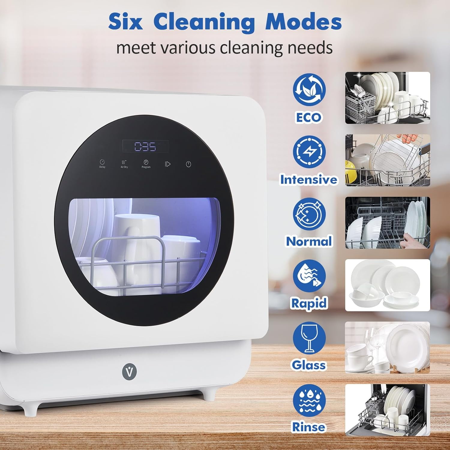 NEILA Dishwasher Countertop Compact Portable Dishwasher with Faucet & Self-Priming Water Modes - 6 Programs Ideal for RV & Apartments, No Hookup Needed