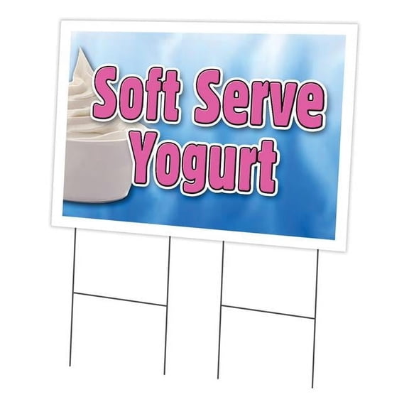 SignMission C-2436 Soft Serve Yogurt 24 x 36 in. Yard Sign & Stake - Soft Serve Yogurt