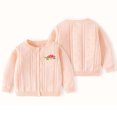 thumbnail image 5 of ibuvkizy Girls Sweaters!Girls Cardigan Cute Printed Girls Lace Neck Knitted Sweater Cardigan Long Sleeve Button Up Jacket Girls Fall Outfits Pink,18 Months, 5 of 8