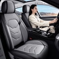 thumbnail image 3 of Car Seat Cover for Honda Accord 2003, Perforated Quilted Leather 5 Seats Full Set Airbag Compatible Protect and Upgrade Seats, Black and Gray Car Seat Covers, 4-Door Sedans Only, 3 of 9
