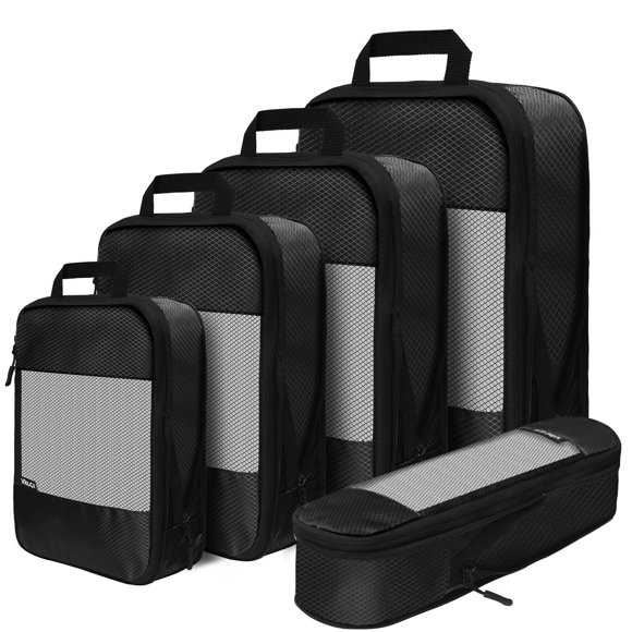 Cubos de embalaje de compresión XBLGX para maletas, juego de 5, color negro