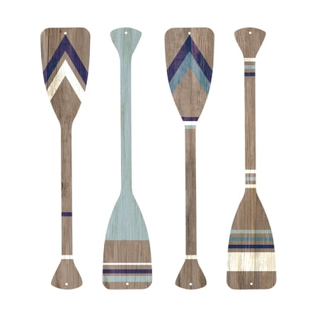 ESTART 4 Pcs Metal Paddle Home Wall Decor Nautical Canoe Oar Wall Art Decor Vintage Ornaments Hanging Wall Sculpture Indoor Outdoor for Ocean Lovers Bathroom Bedroom Home Decoration (Light Gray)