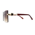 thumbnail image 3 of Womens Rimless Luxurious Floral Jewel Hinge Butterfly Sunglasses Gold Brown, 3 of 4