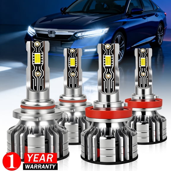 For 2013 2014 2015 Honda Accord LED Headlight Bulbs High Low Beam Bulbs 6000K White Pack of 4