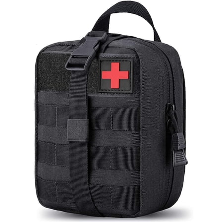 Molle EMT Pouch Camping Medical First Aid Kit 180 Pieces Emergency Medic Kits med Trauma Bag for Camping Hunting Hiking Home Car Boat Earthquake and Adventures (Black)
