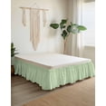thumbnail image 2 of Sage Green Wrap Around Bed Skirts for Queen Bed 16" Drop,Bed Skirt with Adjustable Elastic Belt Dust Ruffle Bed Valance for Bedroom Hotel Grid Checkered Plaid Gingham Lattice Trellis Bed Frame Cover, 2 of 7