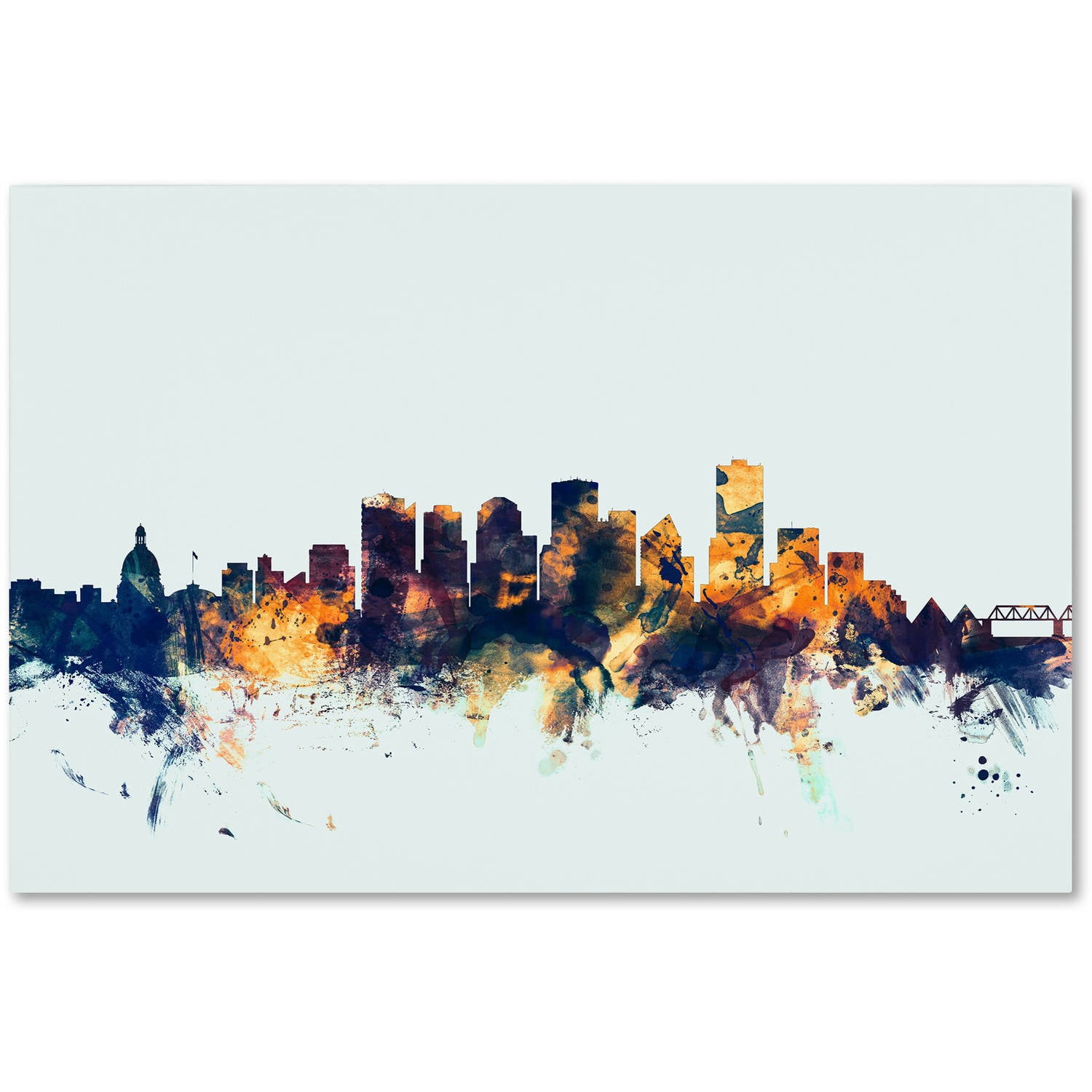 Trademark Fine Art "Edmonton Canada Skyline Blue" Canvas Art by Michael