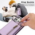 thumbnail image 6 of Crossbody Wallet Case for Samsung Galaxy S22 Ultra with Lanyard Strap Card Slot Holder RFID Blocking 360° Ring Kickstand,Magnetic Flip Folio Zipper Purse Case, PU Leather Cover Handbag,Purple, 6 of 10