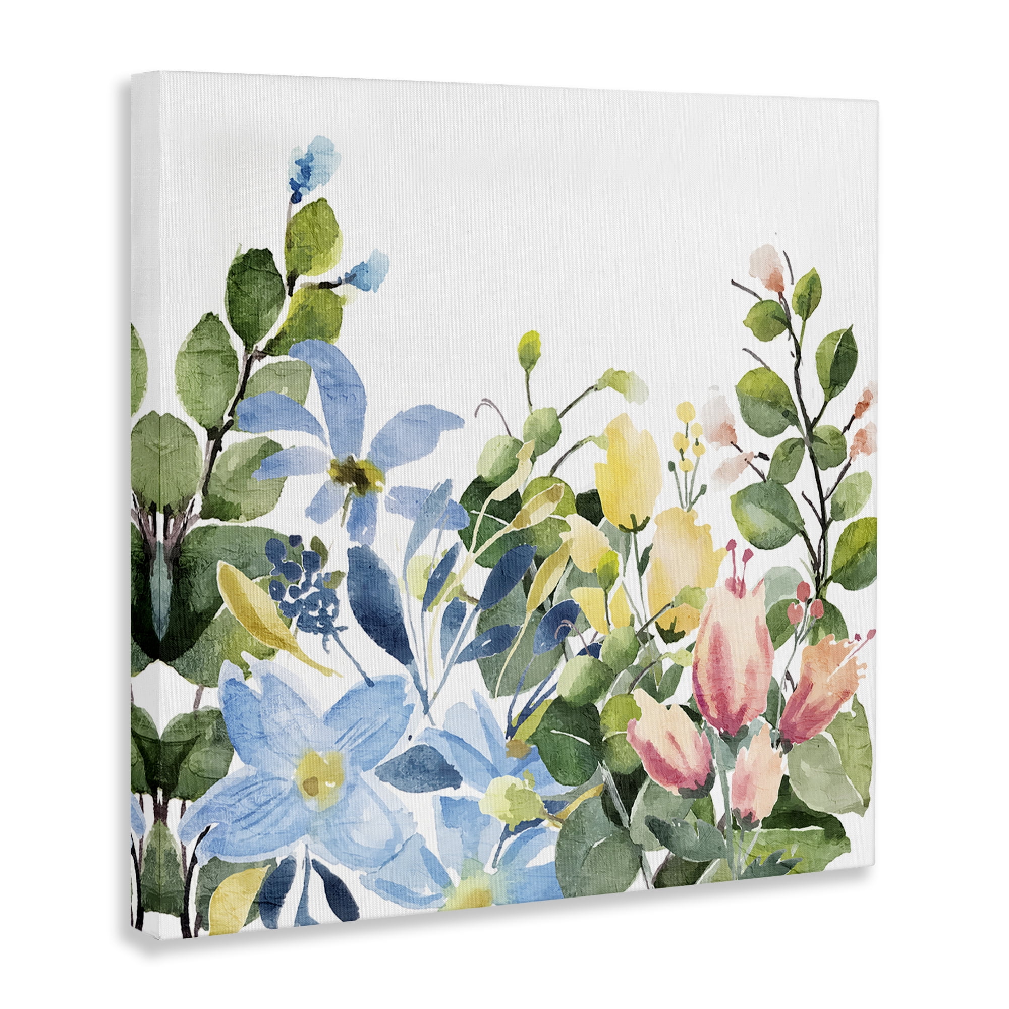 Stupell Industries Leafy Spring Blooms Plants & Flowers Painting Wrapped Canvas Art Print Wall Art, 24 x 24