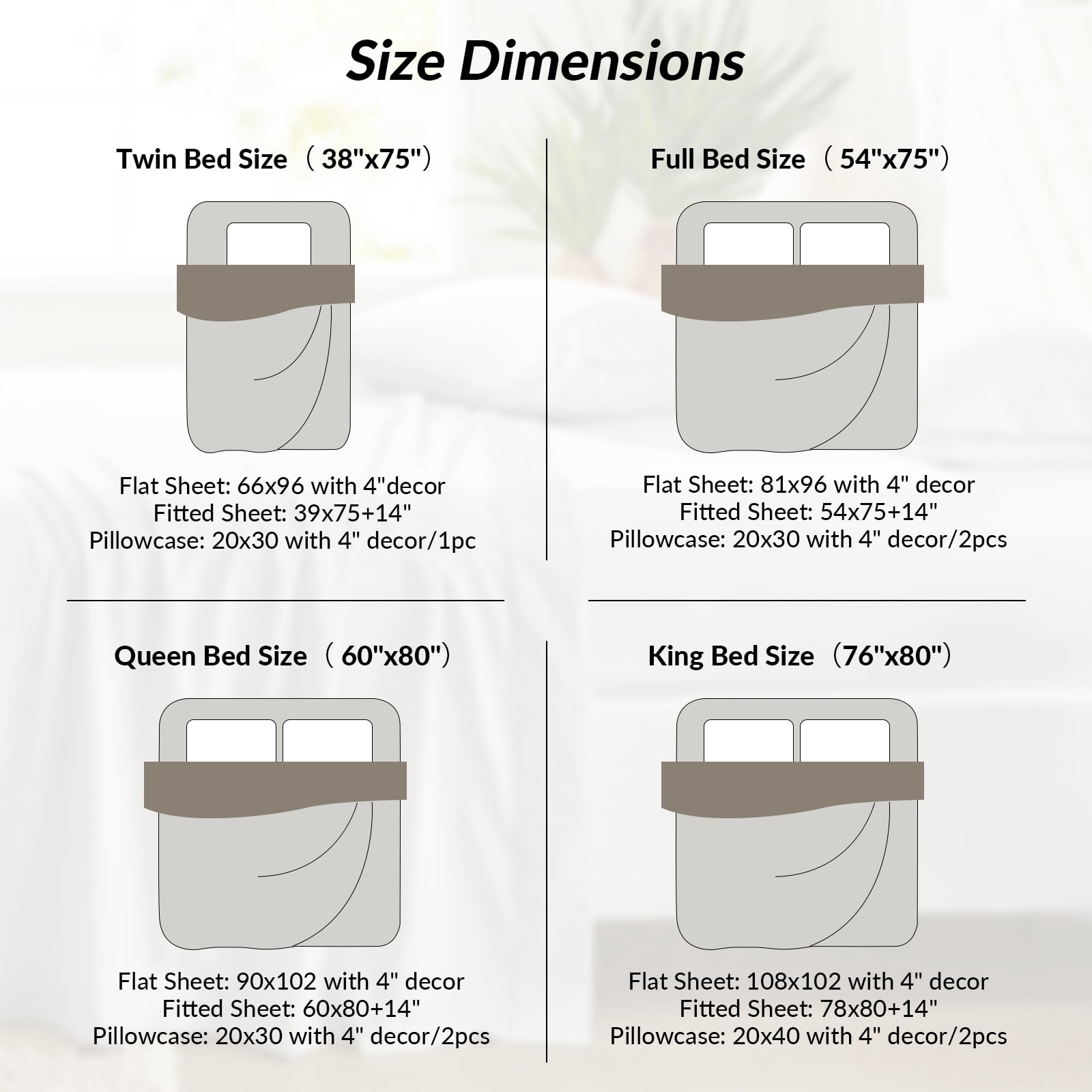 4 Pcs Cooling Bed Sheets Set with 16" Deep Pocket, Luxury Soft Queen Sheets, Ivory