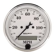 Autometer 1688 Old-Tyme White Speedometer 3-1/8, 120 MPH , Electric Programmable W/ Lcd Odometer