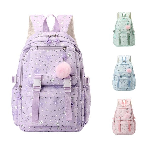 WAYUTE Kids Backpack Stylish Large Capacity Star Print Backpacks for Girls Cute Everyday Use Versatile Twin Shoulder Design Bookbag Casual School Activities