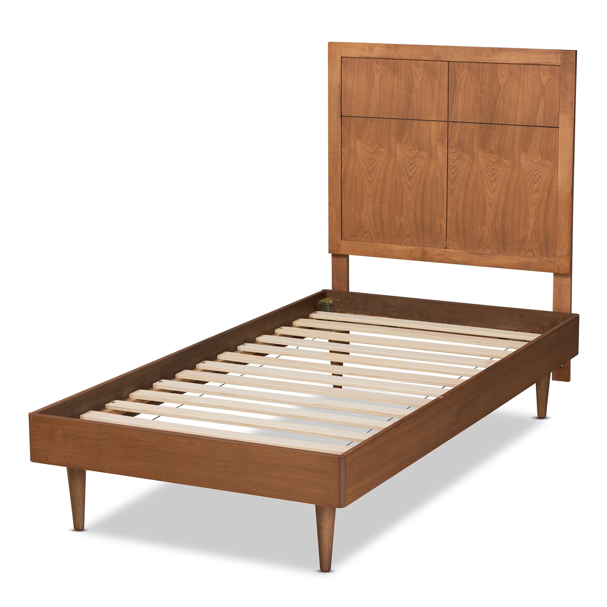 Baxton Studio Rin Modern Engineered Wood Platform Bed, Twin, Walnut Brown