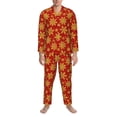 thumbnail image 3 of Lsque Christmas With Gold Snowflakes Pattern Long Sleeve Pajama Set for Men - Soft 2-Piece Sleepwear and Loungewear Set with Pockets, Comfy Nightwear-Large, 3 of 7