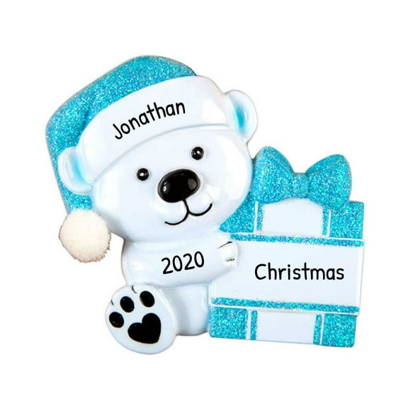 Ornaments by Elves Personalized Baby's First Christmas 2024 Ornament Bear Christmas Present .25lbs