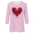 thumbnail image 4 of Jienlioq Chandail en Molleton de la Saint-Valentin pour Femmes Imprimé Décontracté Col Rond Manches 3/4 Rose 4TG, 4 of 4