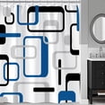 thumbnail image 3 of Modern Blue White Shower Curtain, Black and Blue Geometric Fabric Shower Curtains Set, Waterproof Shower Curtains for Bathroom,72 x 72 inch, 3 of 6