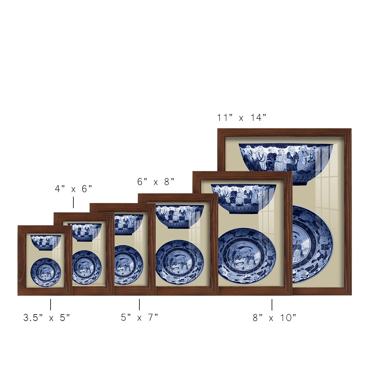 Porcelain in Blue and White II -Framed Print w/glass-Chestnut