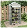 thumbnail image 2 of Mini Greenhouse, 5 Tier Portable Greenhouse with PE Cover, Roll-Up Door, 76x35.4x19.3in, White Plant Greenhouse, 2 of 9