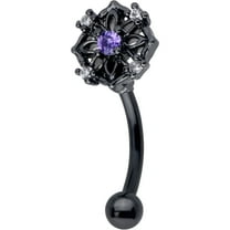 Body Candy 16G 316L Stainless Steel 8mm Eyebrow Jewelry Cartilage Tragus Conch Rook Black Flower Ring Eyebrow Ring 5/16”
