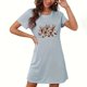 thumbnail image 1 of Camisón corto de talla grande para mujer, camisón de manga corta con estampado de pecho a la moda, camisón para mujer, 1 of 2