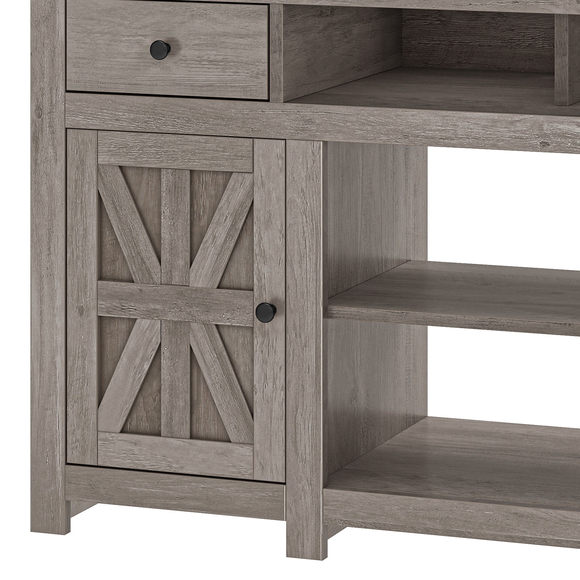 Uforic 59" Farmhouse TV Stand with Storage for Living Room, Entertainment Center for up to 65" TV, Washed Gray