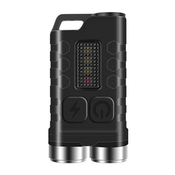 Mini EDC Linternas 900LM USB Tipo-C Carga Llavero Antorcha Luz (Negro)