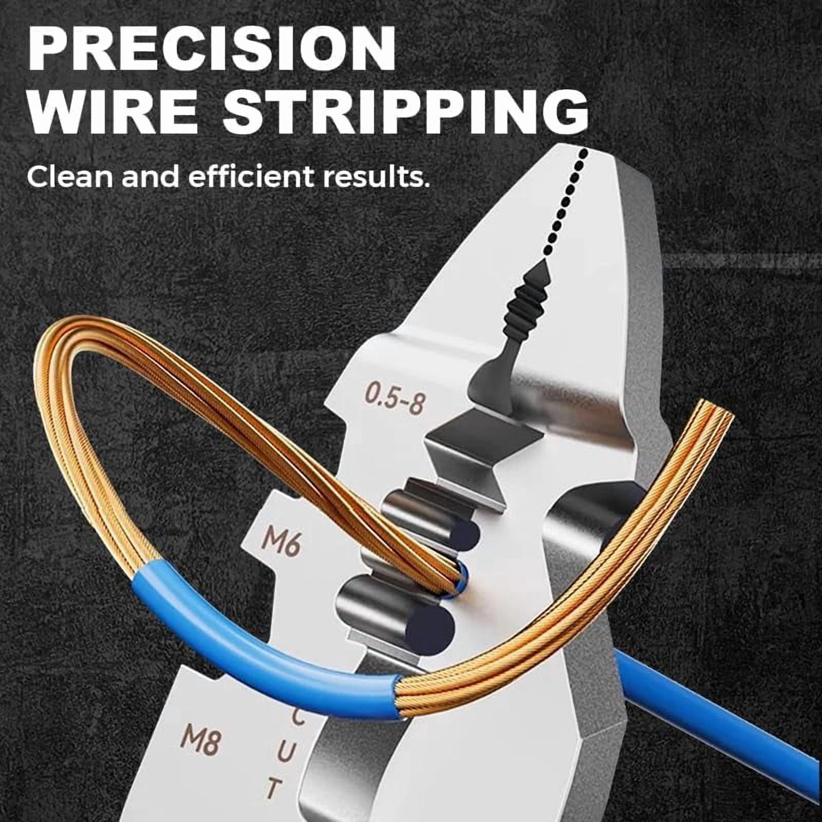 16-In-1 Foldable Stainless Steel Wire Stripper,16 in 1 Wire Stripper Twister,Multifunctional Wire Stripperd for Clamping, Side Shearing, Winding Electrician Pliers Tools