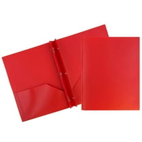 JAM Paper Plastic 2 Pocket School POP Folders with Metal Prongs Fastener Clasps, Red, 3/Pack