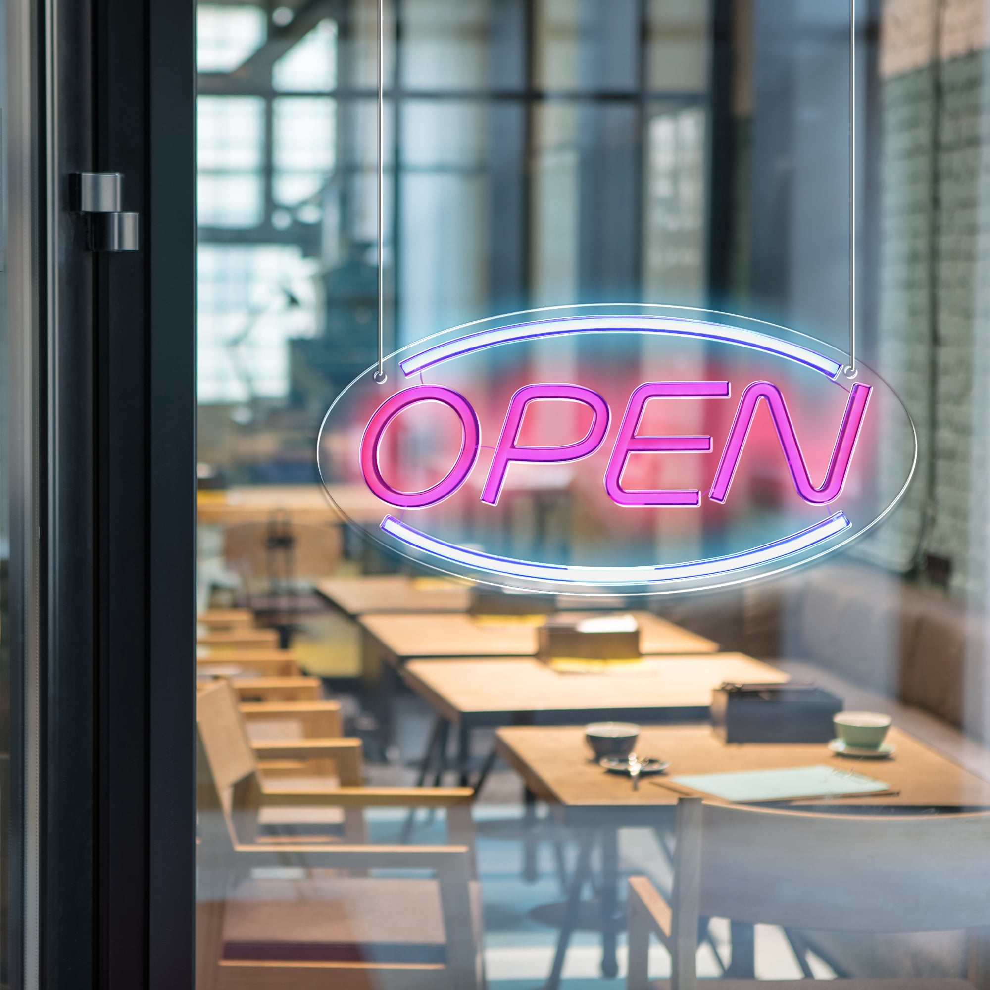 Xtreme Lit LED Neon "OPEN" Sign – Red & Blue Lights, USB Powered, Clear Backing, Wall Hanging Holes, 4.8ft Cord