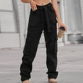 thumbnail image 6 of SELONE Cargo Pants Women With Pockets Denim Casual Long Pant Straight Leg Solid Pants Hippie Punk Trousers Jogger Loose Overalls s for Everyday Wear Running Errands Going to Work Casual Event Black S, 6 of 7