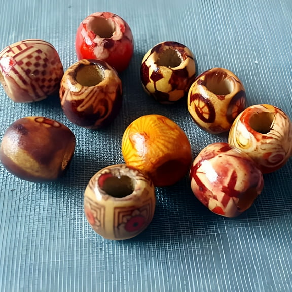 DESIGNICE 100Pcs Wooden Beads Large Holes Mixed for Macrame Making Diy Crafts Jewelry Wooden Beads for Crafts