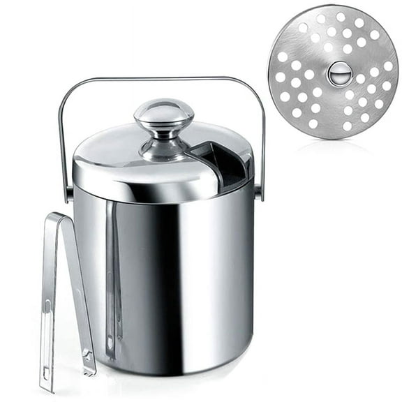 Double-Walled Ice Bucket with Lid, Stainless Steel, 1.3 Liter
