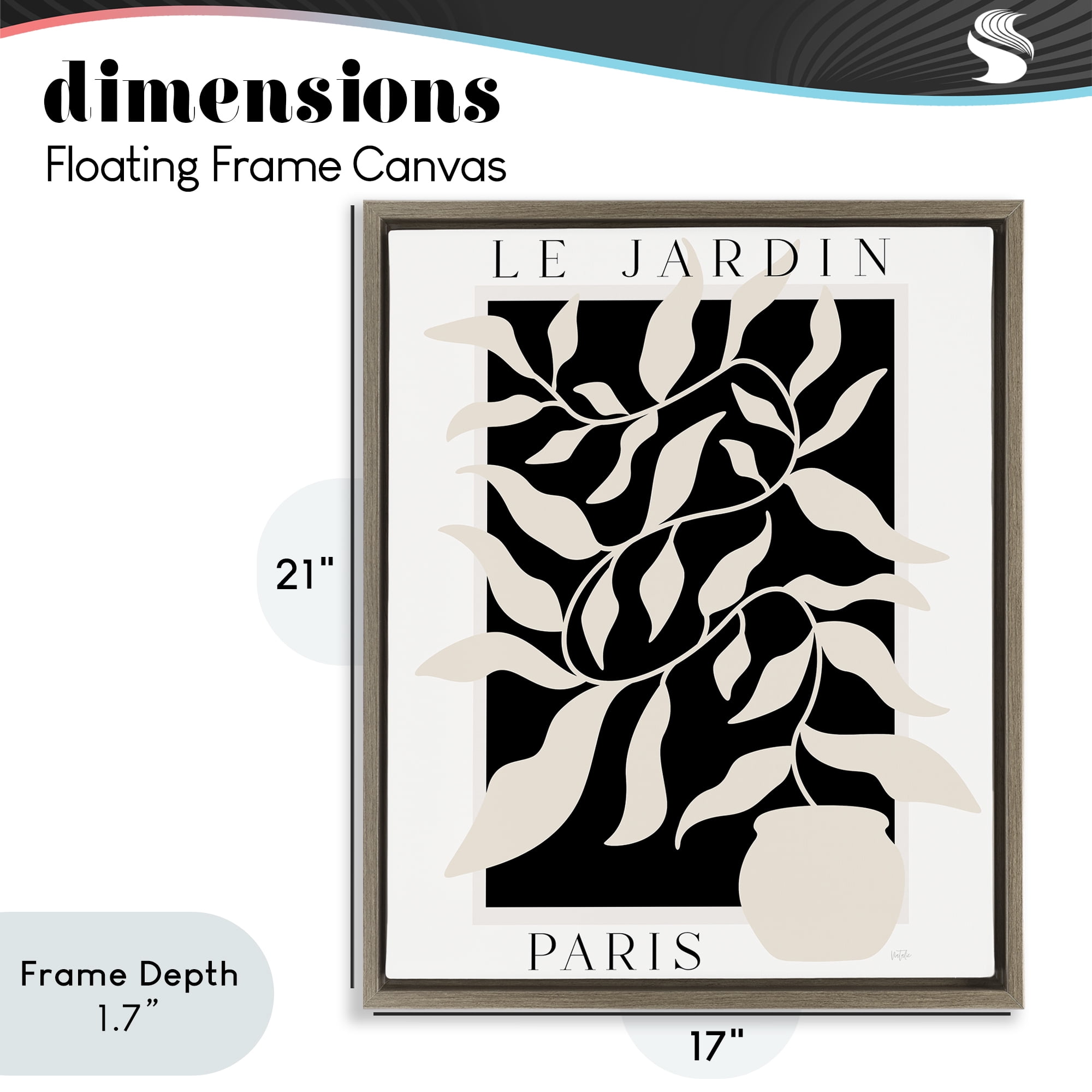 Stupell Industries Le Jardin Paris Botanicals Brown Framed Floater Canvas Wall Art, design by Natalie Carpentieri