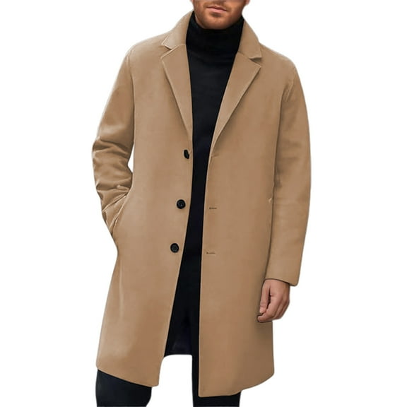 uikmnh Winter Coats for Men Long Overcoat Anorak Jacket Classic Trench Coat for Winter Warmth and Windproof Outerwear Size:XL