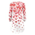 thumbnail image 5 of Honeeladyy Discount Women's colorful Love Printed Pullover Long Sleeve Crewneck Loose Top Casual Comfy Mini Dress Valentine's Day Gift Dress, 5 of 5