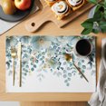 thumbnail image 2 of Teal Tulip Eucalyptus Placemats Set of 8 Spring Summer Botanical Floral Chic Place Mats Indoor Wipeable Table Mats Washable Cloth Dining Table Placemats for Kitchen Holiday Party Decor 13x19 Inch, 2 of 9