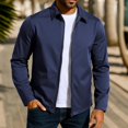thumbnail image 2 of WTOBBY Men's Business Jacket with Lapel Zip, Solid Color Slim Fit Polyester Blend, Smart-Casual for Work and Commute, Lightweight and Durable for Professional Settings,Navy S, 2 of 5