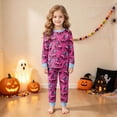 thumbnail image 2 of TOWED22 Toddler Girls Boys Halloween Skeleton Pajamas Sets Kids Cute Pumpkin Sleepwear Boys Halloween Ghost 2 Pcs PJS(Hot Pink,5-6 Y), 2 of 9