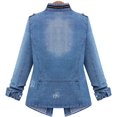 thumbnail image 2 of chamarra de mezclilla azul casual para mujer, manga larga, desgastada, lavada, de algodón, ropa exterior Azul CH Azul CH Xishao ropa, 2 of 2