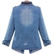 thumbnail image 2 of chamarra de mezclilla azul casual para mujer, manga larga, desgastada, lavada, de algodón, ropa exterior Azul G Azul G Xishao ropa, 2 of 2